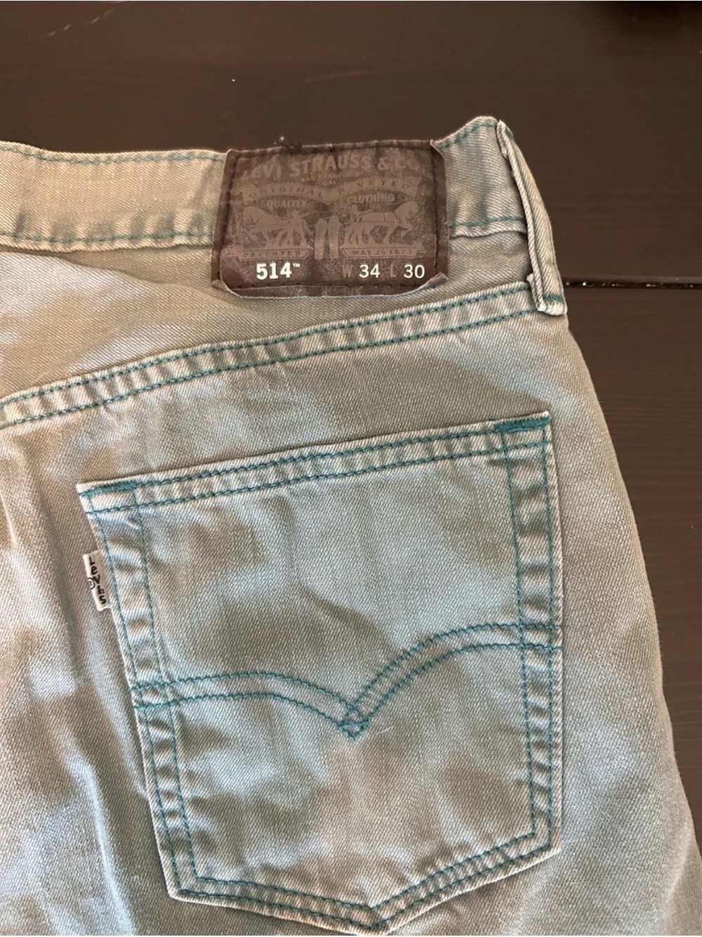 Levi's 514 Mint Green Straight-fit Jeans size 34x30